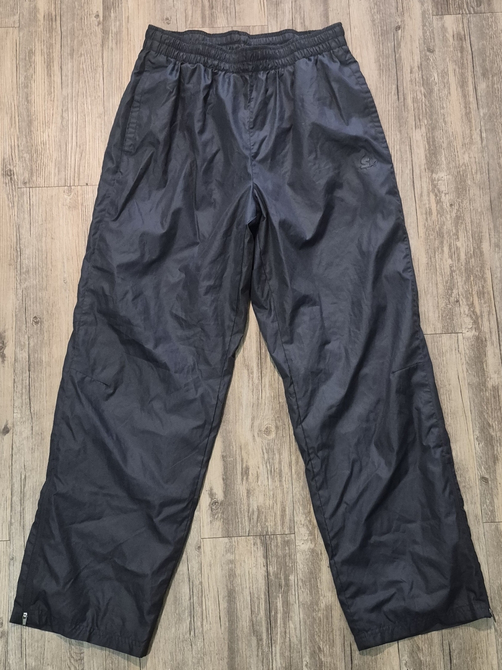 Y2K Starter Gray Nylon Track Pants Men’s Size M (32–34) Mesh Lined Zip ankle